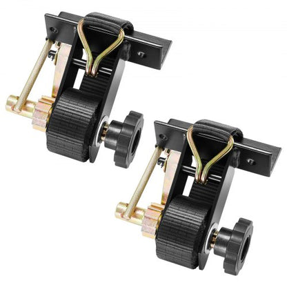Ladder Rack Ratchet Straps, Black Square Tube Mount, 38 mm Wide x 2.25 m Long Black Ladder Rack Straps with Double J-Hooks, 226.8 kg Load Heavy Duty, Cargo Buckle Lock Strap (2 Pack)