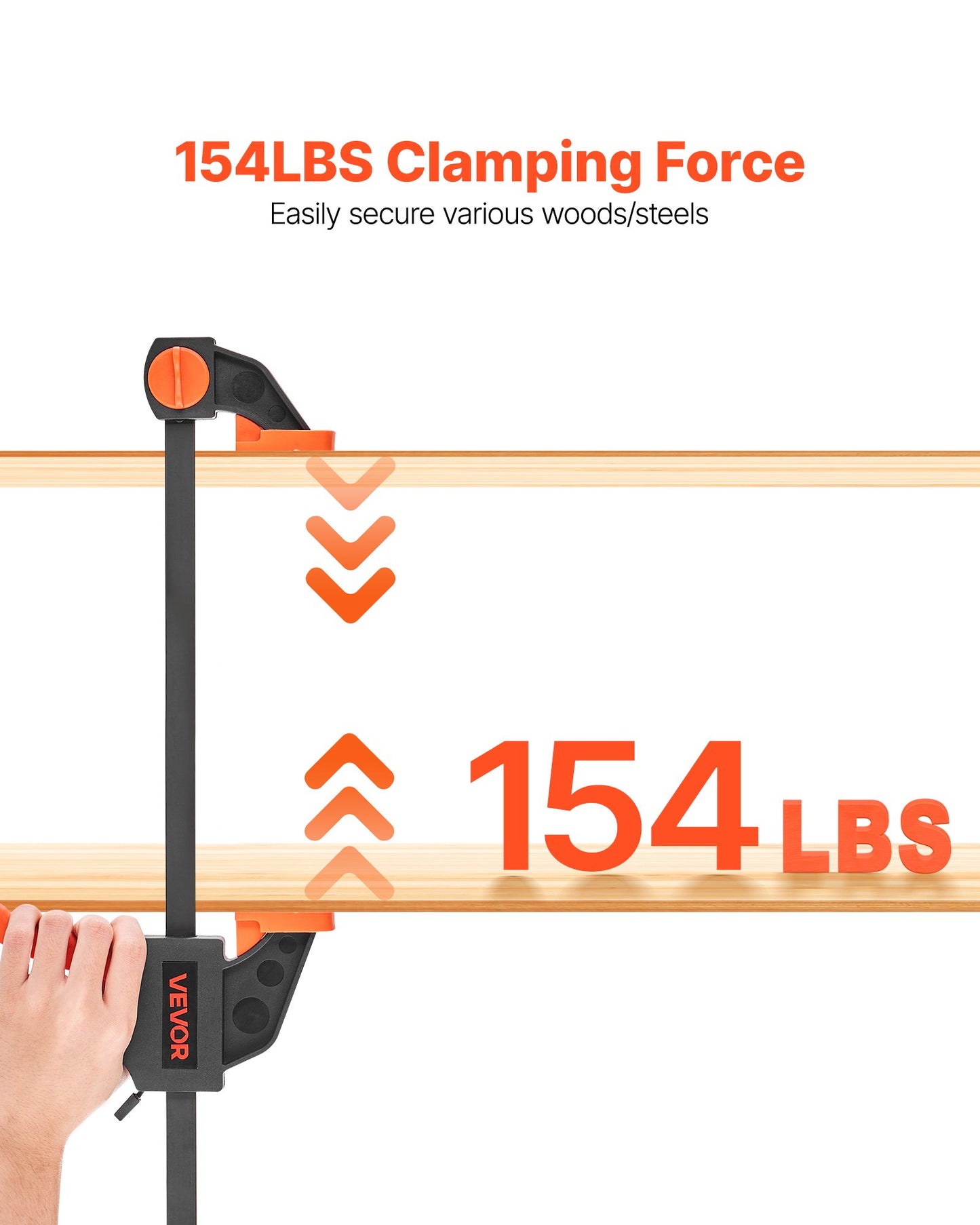 Träbearbetningsklämmor, 2-pack 30,48 cm och 2-pack 15,24 cm, enhandsklämma/spridare, snabbgrepps-F-klämma med 70 kg belastningsgräns, premiumplast och stål, för träbearbetning och metallbearbetning