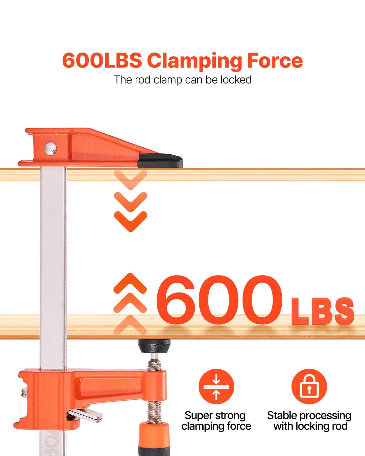 Träklämmor för träbearbetning, 2-pack 15,24 cm och 2-pack 30,48 cm, Låsbar F-klämma med 272 kg belastningsgräns, 63,5 mm djup, Gjutjärn och kolstål, Träklämmor för träbearbetning Metallbearbetning