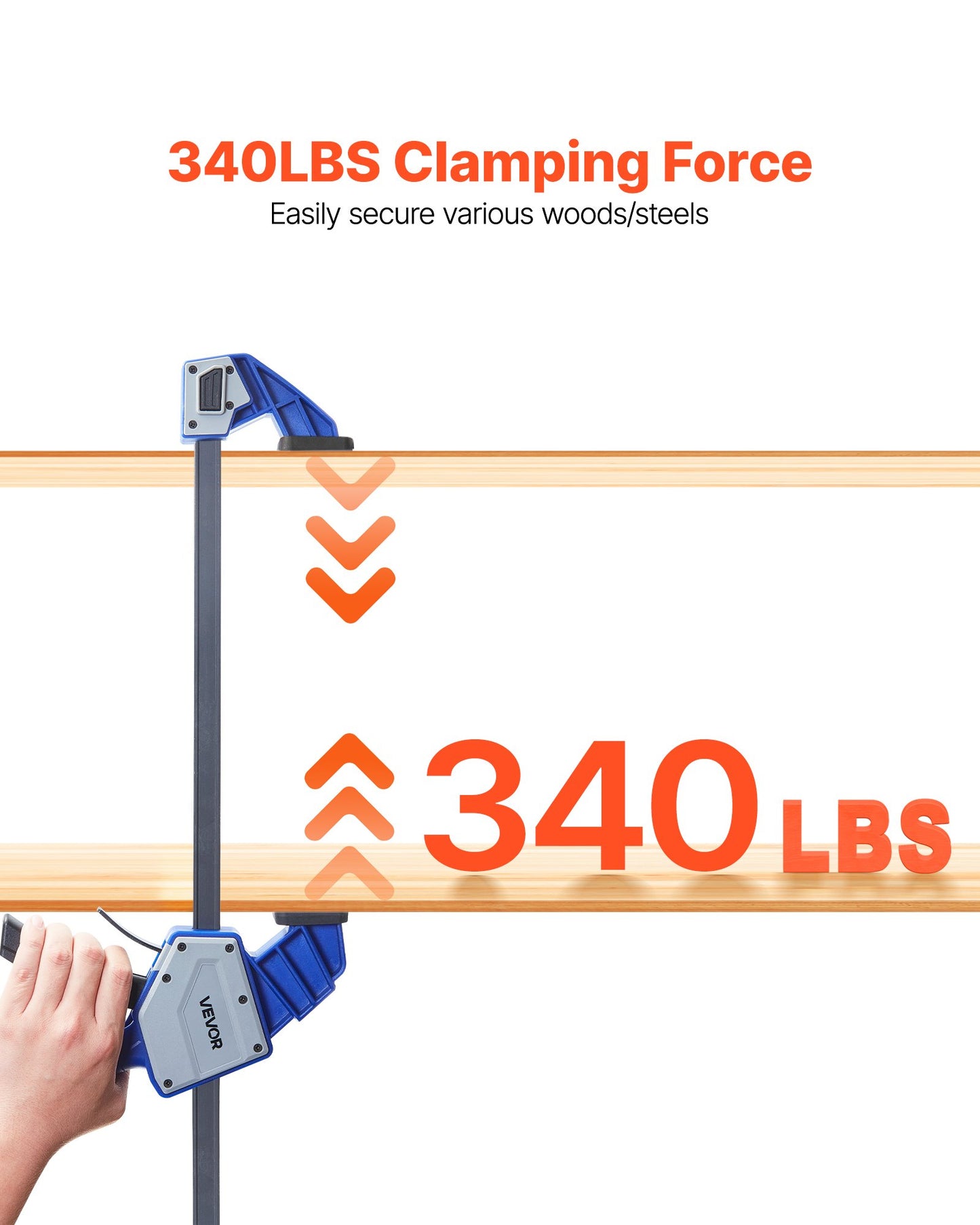 Stångklämmor för träbearbetning, 2-pack 60,96 cm enhandsklämma/spridare, snabbgreppande F-klämma med 154 kg belastningsgräns, premiumplast och kolstål, för träbearbetning metallbearbetning, blå + svart