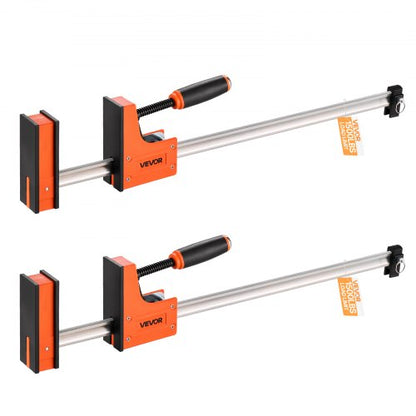 Stångklämmor för träbearbetning, 2-pack 60,96 cm parallellklämmset, F-klämma med 680 kg lastgräns, jämnt tryck, höghållfast plast och kolstål, för träbearbetning och metallbearbetning, orange
