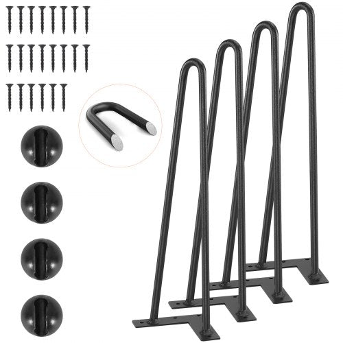 406,4 mm hårnålsben i metall, gör-det-själv-projekt för nattduksbord, soffbord, skrivbord, 226,8 kg lastkapacitet med gummigolvskydd, robusta och moderna bordsben i metall, 4 st