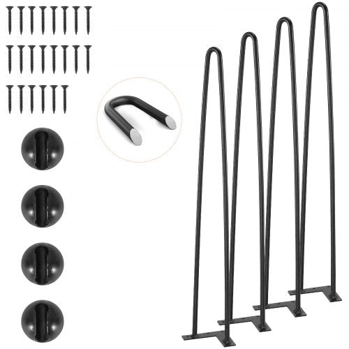 711,2 mm hårnålsben i metall, gör-det-själv-projekt för nattduksbord, soffbord, skrivbord, 226,8 kg lastkapacitet med gummigolvskydd, robusta och moderna bordsben i metall, 4 st