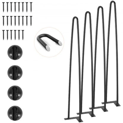 711,2 mm hårnålsben i metall, gör-det-själv-projekt för nattduksbord, soffbord, skrivbord, 226,8 kg lastkapacitet med gummigolvskydd, robusta och moderna bordsben i metall, 4 st