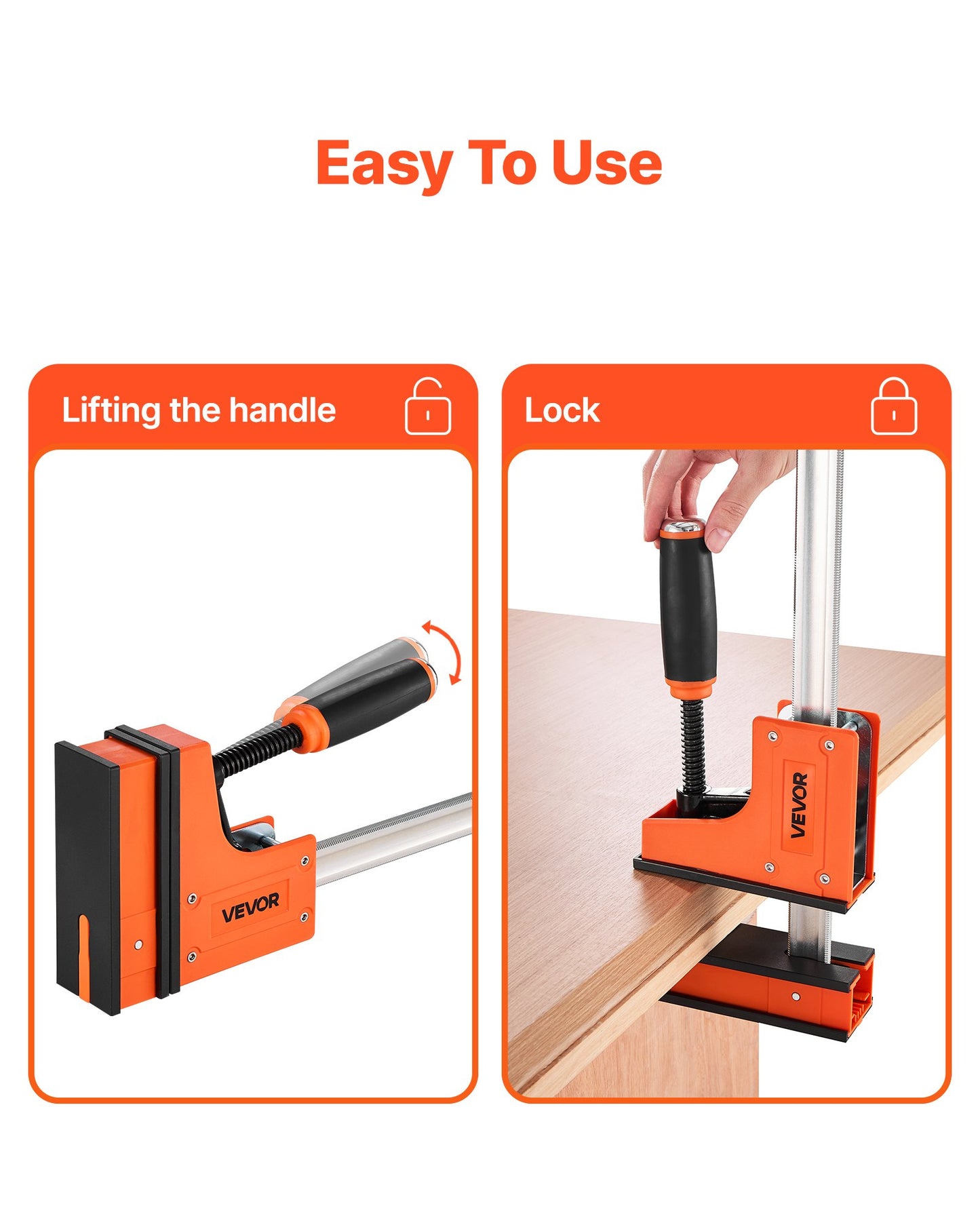Stångklämmor för träbearbetning, 2-pack 91,4 cm parallellklämmset, F-klämma med 680 kg lastgräns, jämnt tryck, höghållfast plast och kolstål, för träbearbetning och metallbearbetning, orange