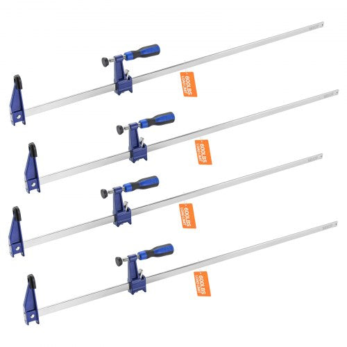Träklämmor för träbearbetning, 4-pack 91,4 cm öppning, Låsbar F-klämma med 272 kg lastgräns, 63,5 mm djup, Gjutjärn och kolstål, Lättanvända, Träklämmor för träbearbetning och metallbearbetning