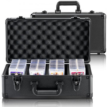Förvaringslåda för graderade kort, 4 platser, hållare för graderade sportkort, bärväska med nyckellås, skumavdelare, för 96 PSA-graderade kort, 68 BGS-kort, 76 SGC-kort, 348 toppmatade kort eller 999+ lösa kort