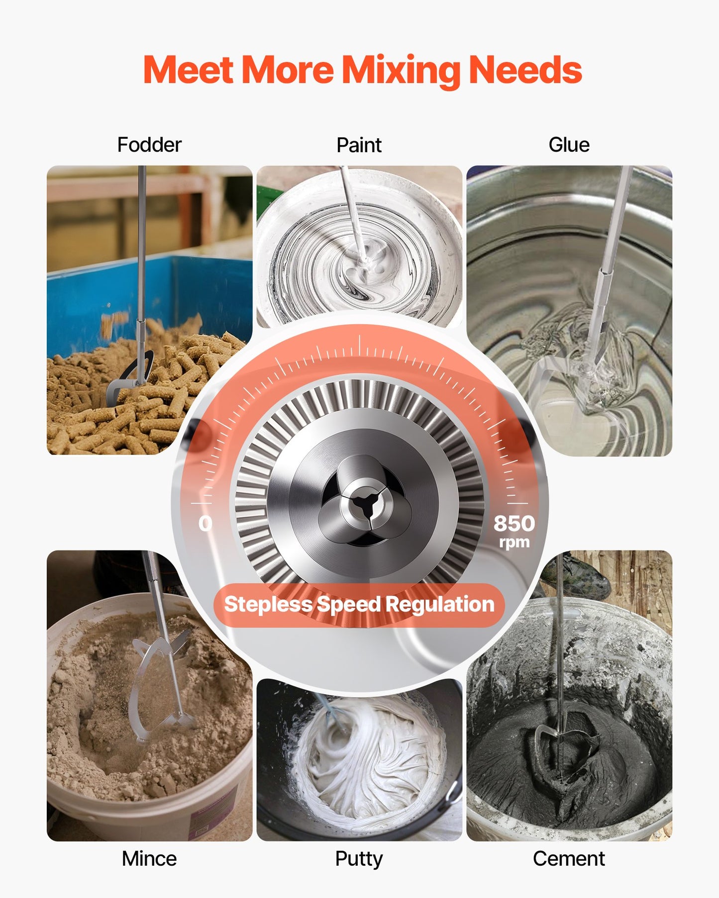Borrblandare, 15,89 mm sladdansluten elektrisk borrblandarsats, 0-850 varv/min 3,2A blandningsborrar, blandningsborrmaskin med D-handtag för borrning och blandning, handhållna cementblandare för foder, färg, cement