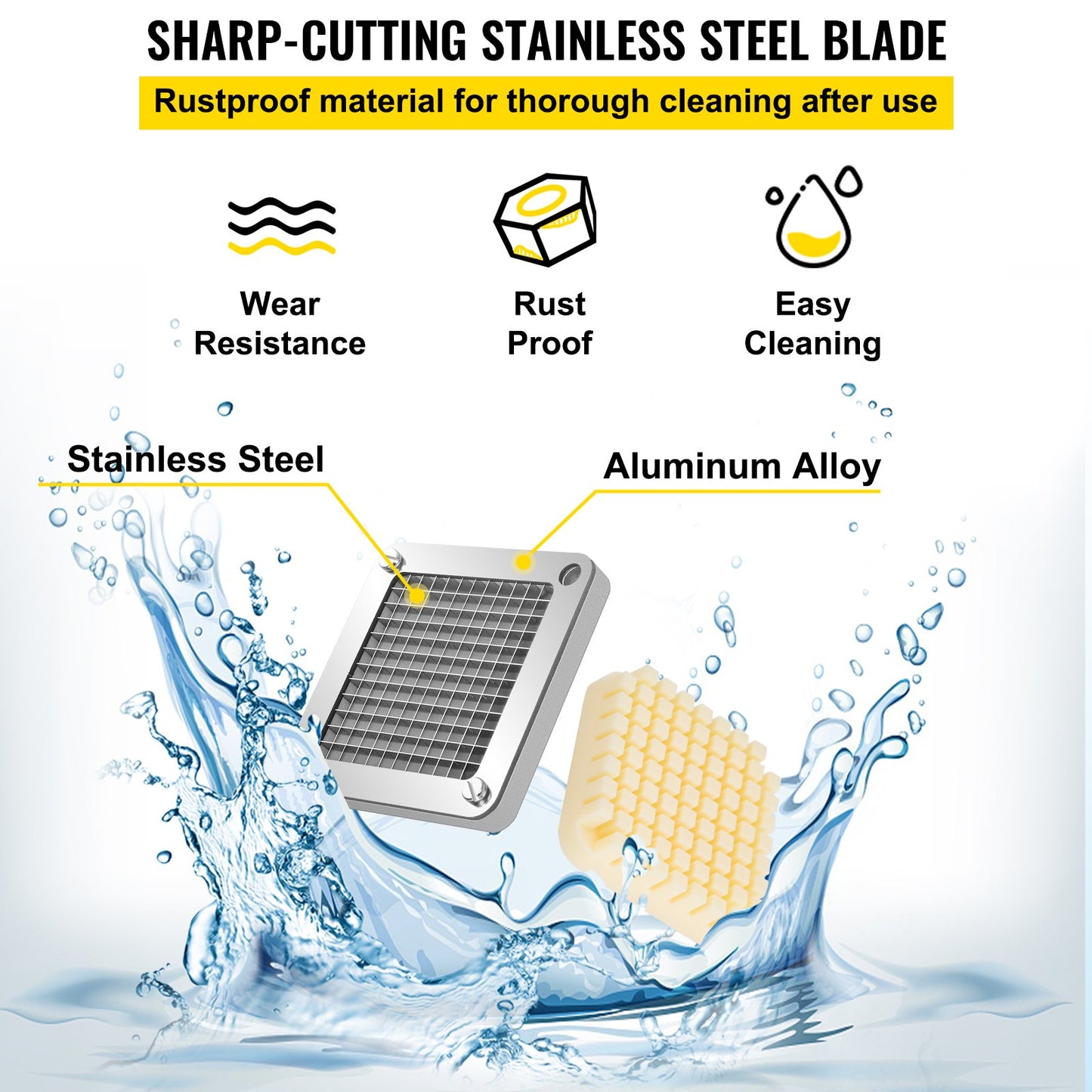 Pommes frites-skärare, utbytesblad och tryckblock, 1/4-tums, 3 delar