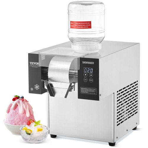 Commercial Snowflake Ice Machine, 276LBS/24H Snowflake Ice Maker, Stainless Steel Ice Shaver Machine, Electric Snow Cone Maker, Air Cooling System for Rapid Heat Dissipation, for Bakery, Cafe