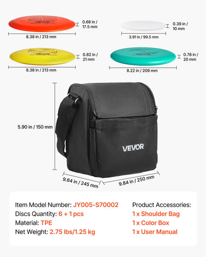 Discgolfset, 6 delar flygande skivor för nybörjare, discgolfstartset, med putter, mellanregister, driver, inklusive minimarkör, bärbar ryggsäck, för utomhusbruk, bakgård, gräsmatta, strand och park