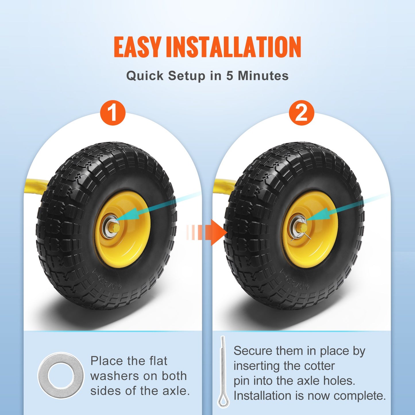 Massiva PU Run-Platt Däck Hjul Punkteringsfritt Slanglöst Däck 25,4 cm 2-pack 181,4 kg