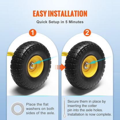 Massiva PU Run-Platt Däck Hjul Punkteringsfritt Slanglöst Däck 25,4 cm 2-pack 181,4 kg