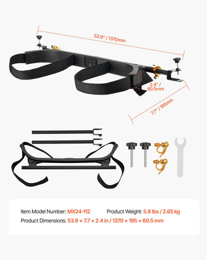 Hållare för golfbilsbag, 1370 x 195 x 60,5 mm, kompatibel med de flesta 2+2 golfbilars baksäten med 1,2-tums fyrkantiga rör, justerbar klubbhållare för baksätet med rem, ingen borrning krävs