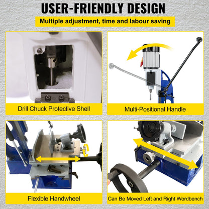 Woodworking Mortise Machine, 373 W(1/2 HP) 1400RPM Powermatic Mortiser, With Movable Work Bench Benchtop Mortising Machine, For Making Round Holes Square Holes Or Special Square Holes In Wood