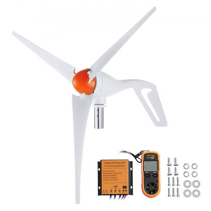 500W vindturbingenerator, 12V vindturbinsats, 3-bladig vindkraftgenerator med anemometer, MPPT-regulator och justerbar vindriktning, lämplig för hem, gård, husbilar, båtar