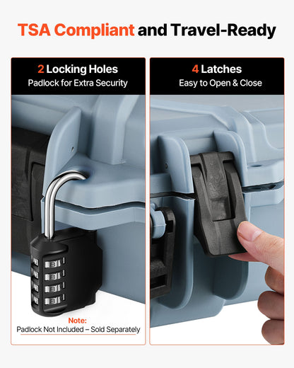 Hård gevärsväska, låsbar gevärsväska med förskurna skum, 1066 mm flyttbar vapenförvaring med hjul, IP67 vattentät och dammtät pistolförvaring för gevär, hagelgevär, airsoftvapen, grå