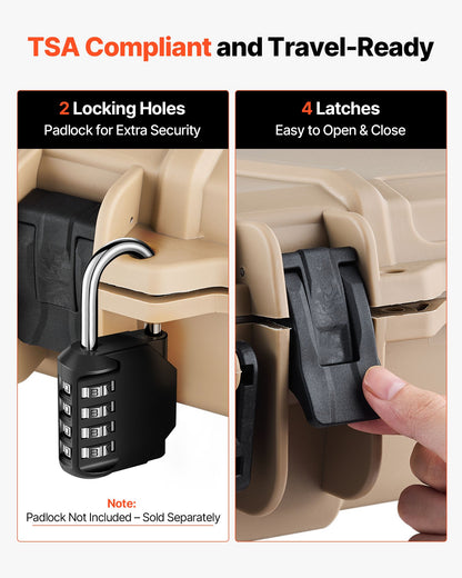 Hård gevärsväska, låsbar gevärsväska med förskurna skum, 1066 mm flyttbar vapenförvaring med hjul, IP67 vattentät och dammtät pistolförvaring för gevär, hagelgevär, airsoftvapen, kaki