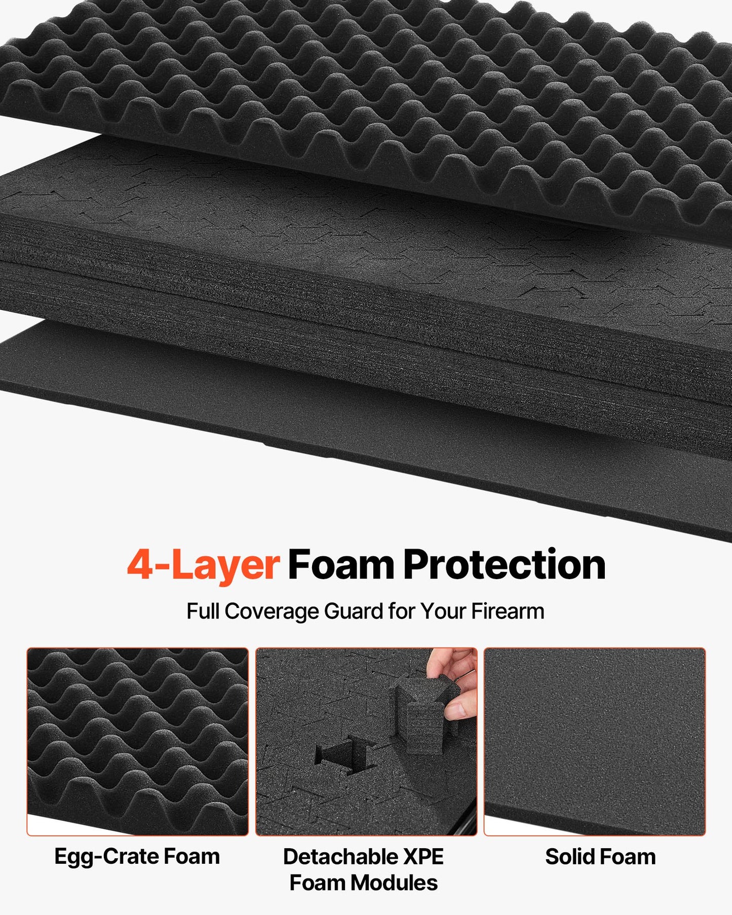 Hård gevärsväska, låsbar gevärsväska med avtagbart XPE-skum, 1270 mm vapenförvaring med hjul, IP67 vattentäta och dammtäta pistolförvaringsväskor för gevär, hagelgevär, airsoftvapen, svart