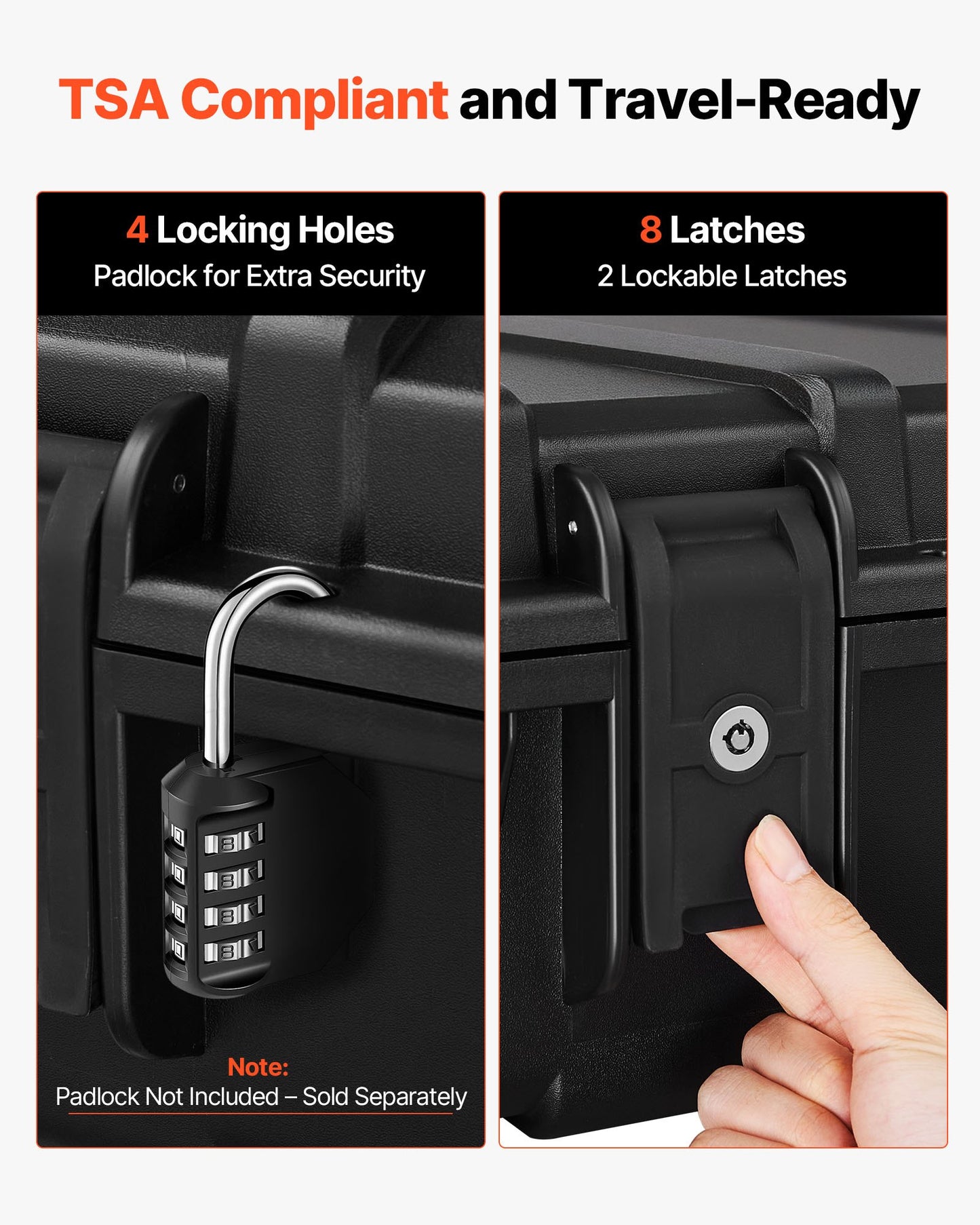 Hård gevärsväska, låsbar gevärsväska med avtagbart XPE-skum, 1270 mm vapenförvaring med hjul, IP67 vattentäta och dammtäta pistolförvaringsväskor för gevär, hagelgevär, airsoftvapen, svart