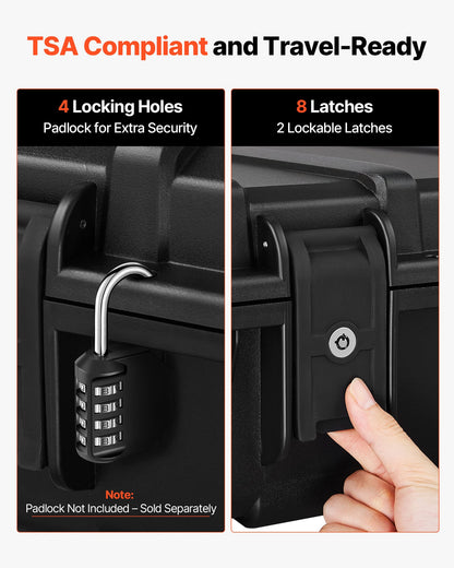 Hård gevärsväska, låsbar gevärsväska med avtagbart XPE-skum, 1270 mm vapenförvaring med hjul, IP67 vattentäta och dammtäta pistolförvaringsväskor för gevär, hagelgevär, airsoftvapen, svart