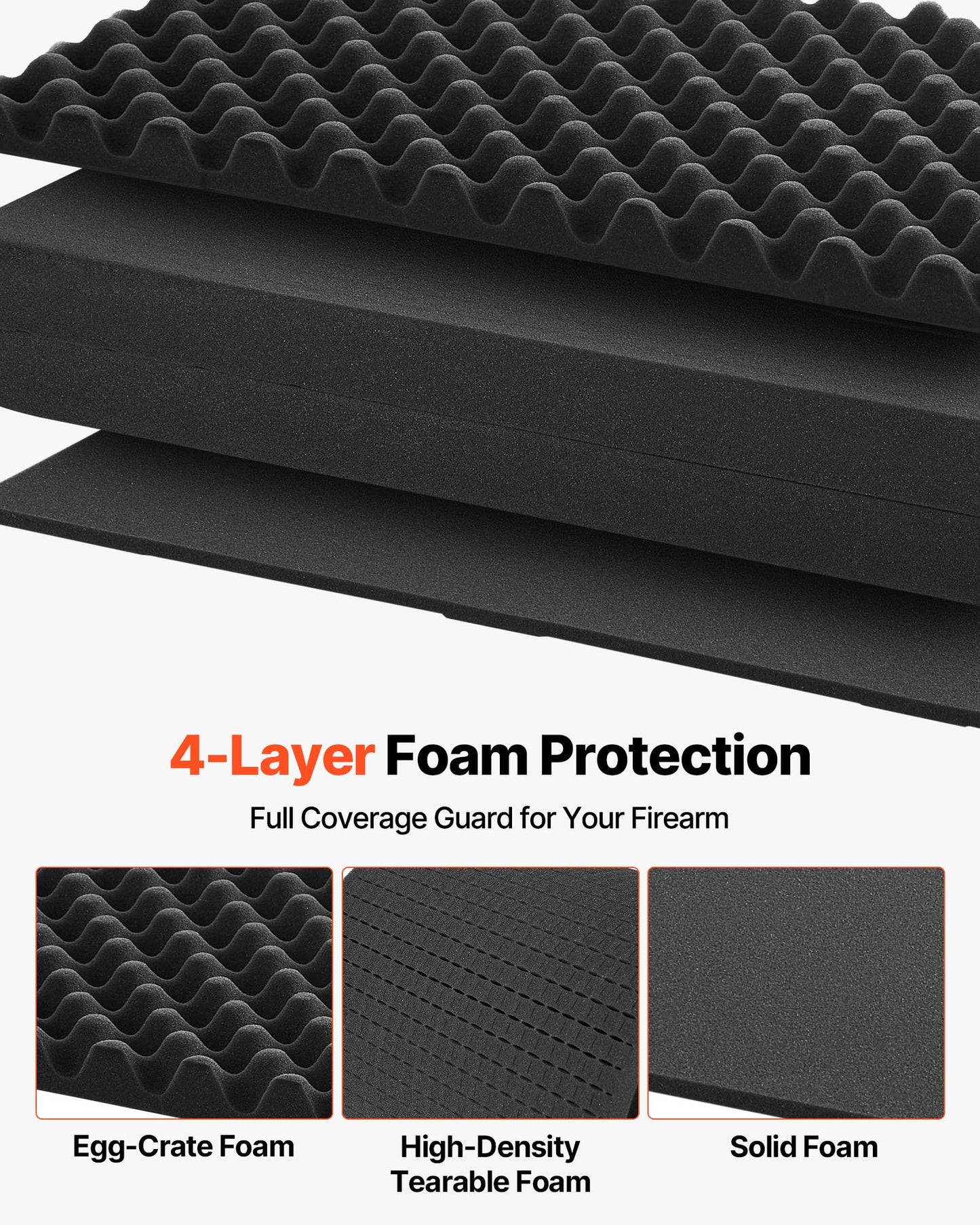 Hård gevärsväska, låsbar gevärsväska med förskurna skum, 1320 mm vapenförvaring med hjul, kraftiga IP67 vattentäta och dammtäta pistolförvaringsväskor för gevär, hagelgevär, airsoftvapen, svart