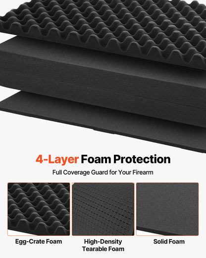 Hård gevärsväska, låsbar gevärsväska med förskurna skum, 1320 mm vapenförvaring med hjul, kraftiga IP67 vattentäta och dammtäta pistolförvaringsväskor för gevär, hagelgevär, airsoftvapen, svart