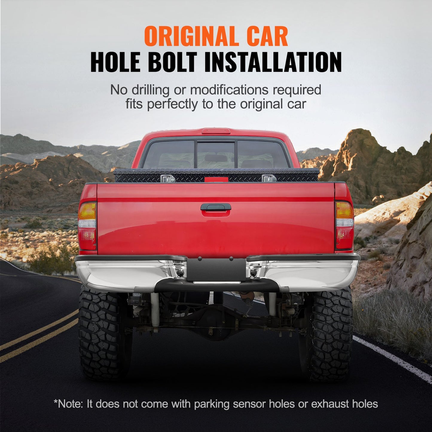 Bakre stötfångare, kompatibel med 1999-2007-Ford F250/Ford F350 Super Duty, stötfångare i kromstål, reservdel för bakre stötfångare med registreringsskyltsbelysning och fotsteg, för FO1101141