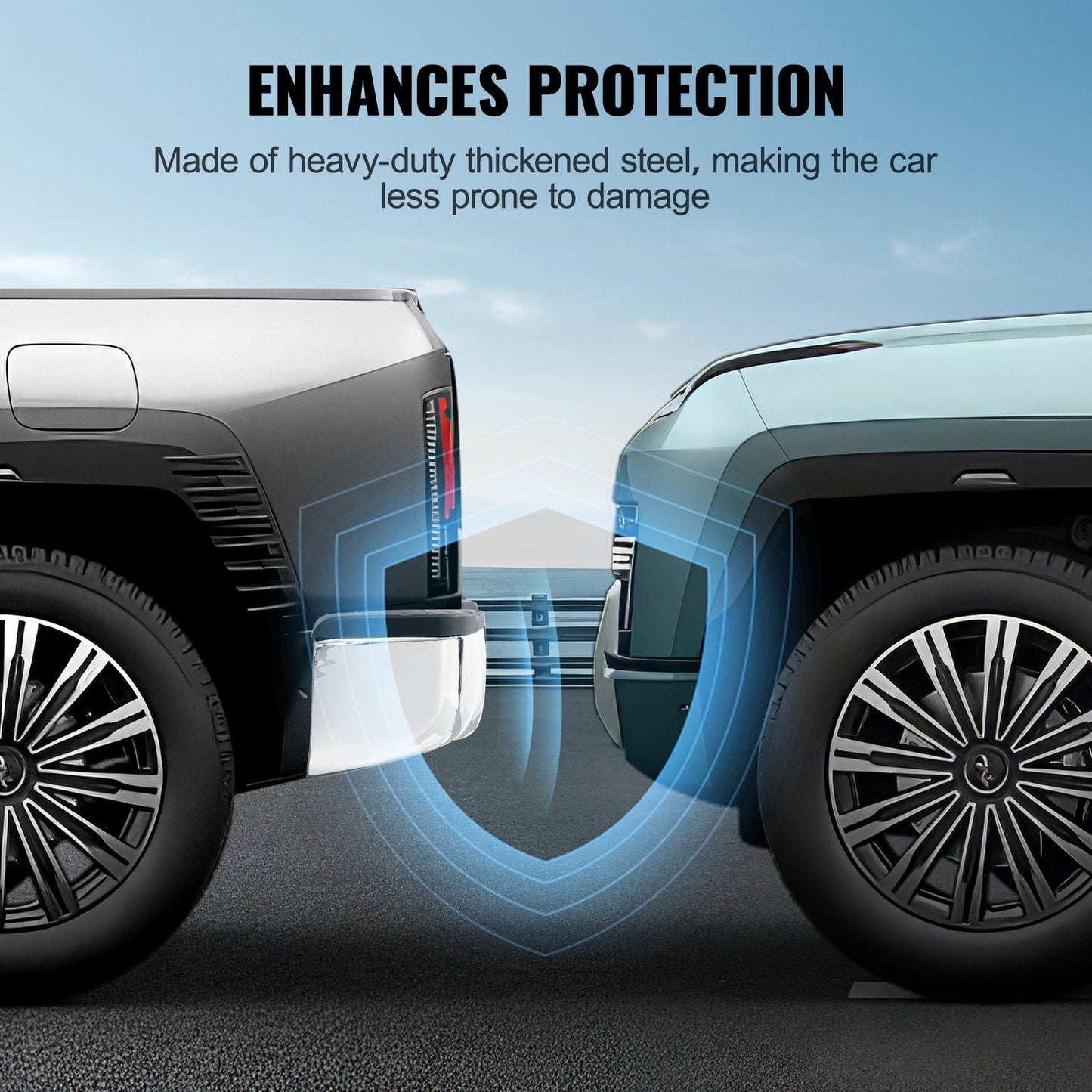 Bakre stötfångare, kompatibel med 2007-2013-Toyota Tundra, stötfångare i kromstål, reservdel för bakre stötfångare med registreringsskyltsbelysning och fotsteg, utan sensorhål, för TO1103117