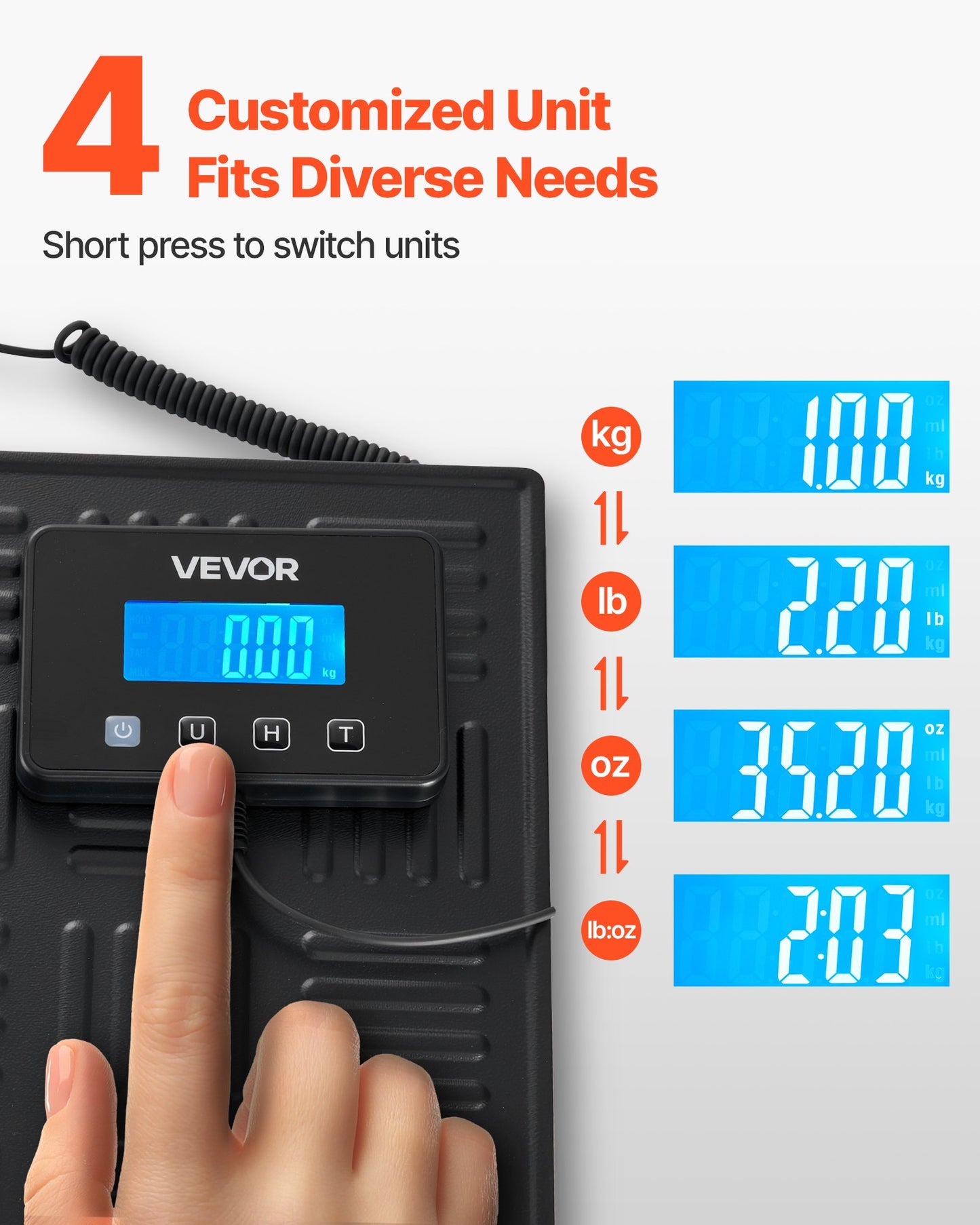 Digital Postal Scale, 20 g/100 g Dual Accuracy, 300 kg Commercial Weight Scale with Hold/Tare Function & LCD Display, Fit for Packages, Postage, Luggage, Battery & Charging Cable Included
