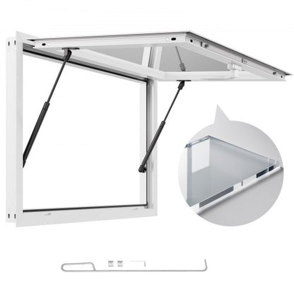 Koncessionsfönster 92x61 cm, servicefönster med aluminiumram för food truck, upp till 85 graders ställfönster med markisdörr och dragkrok, regnvattentåligt för koncessionsvagnar