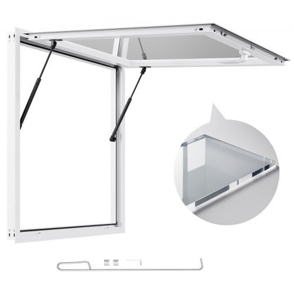 Koncessionsfönster 92x92 cm, servicefönster med aluminiumram för food truck, upp till 85 graders ställfönster med markisdörr och dragkrok, regnvattentåligt för koncessionsvagnar