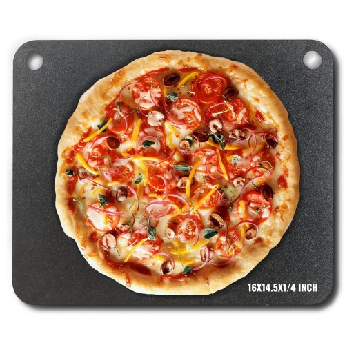 Pizzastål, 16" x 14,5" x 1/4" pizzastålplatta för ugn, förkryddat pizzasten i kolstål med 20 gånger högre konduktivitet, kraftig pizzapanna för utomhusgrill, inomhusugn