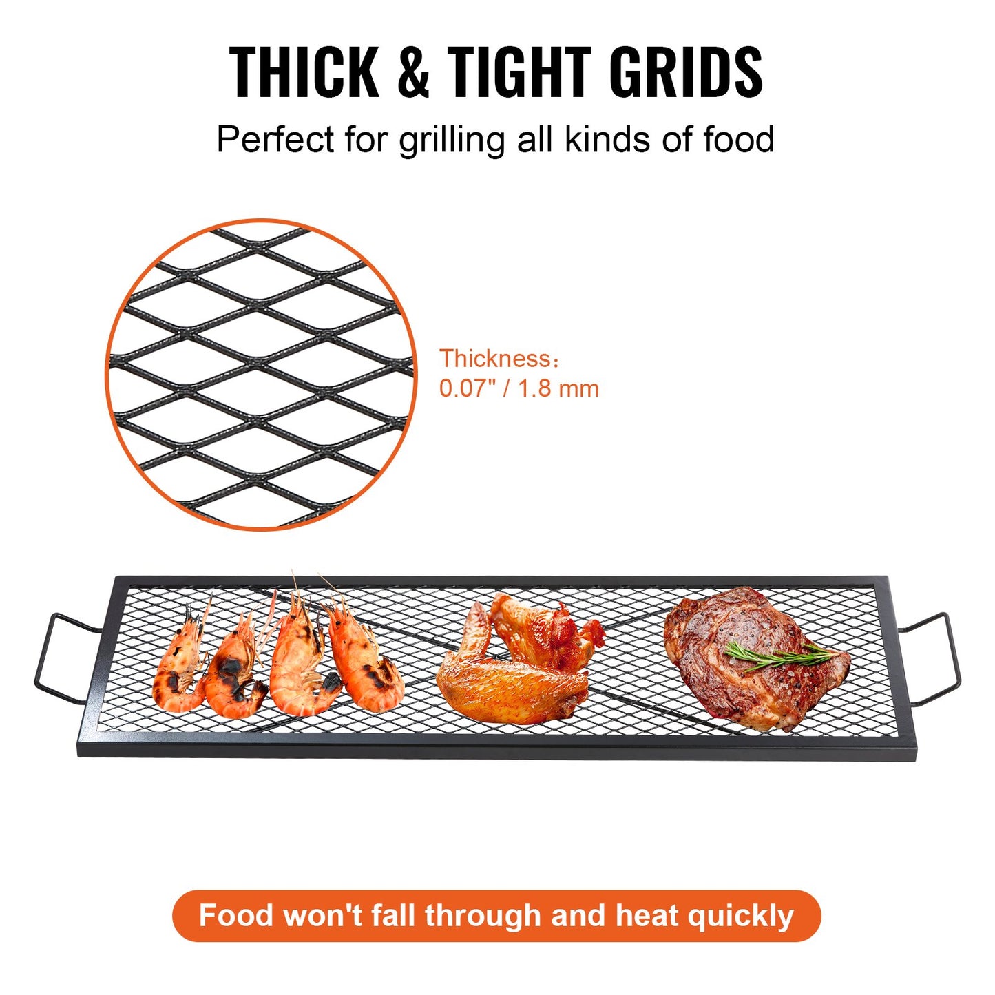 X-Marks eldstadsgrillgaller, rektangulärt matlagningsgaller, kraftigt stålgrillgaller för lägereld med handtag och stöd X-tråd, bärbart campingkokkärl för utomhusfester, 44 tum svart