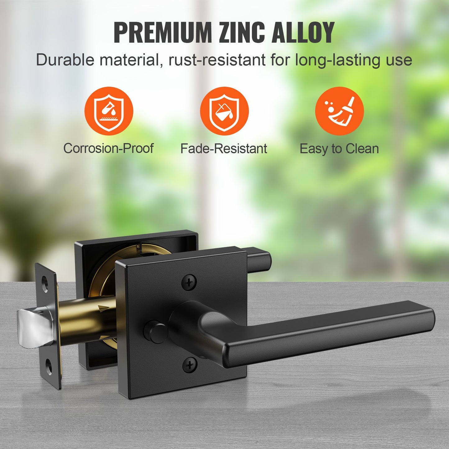 Dörrhandtag för privat bruk, 10-pack mattsvart dörrhandtag, vänster- eller högerhängd vändbar spak med nyckellöst lås, 45° rotation för att öppna, fyrkantiga innerdörrhandtag för sovrums- och badrumsdörrar