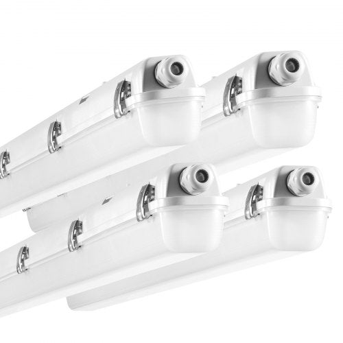 1270 mm / 4 fot LED-ångtät belysning, 60 W/50 W/40 W valbar, 5000 K ångtät belysningsarmatur med 5400/6400/7400 LM justerbar, IP65 vattentät för parkeringsplats, lager, frys, biltvätt, 4-pack