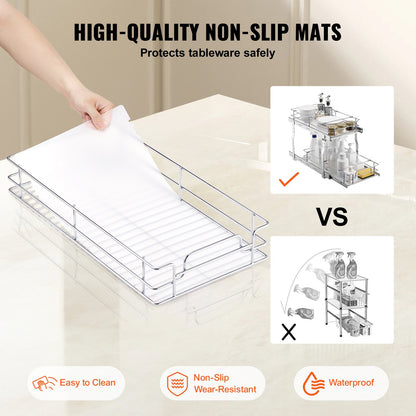 12"Bx21"Dx15"H Utdragbar skåporganisatör, Robusta utdragbara skafferihyllor, Utdragbara stållådor, Skjutbara lådor förvaring för hemmet under diskbänken, 13,5"Bx22"Dx18"H Installationsstorlek för skåp