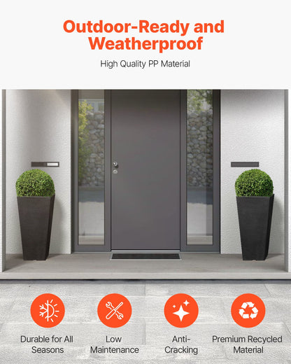 Set med 2 höga utomhuskrukor, 22 tum, stora krukor för utomhus- och inomhusväxter, svarta avsmalnande fyrkantiga krukor för veranda, blomträdskrukor med modern design och inbyggd dränering