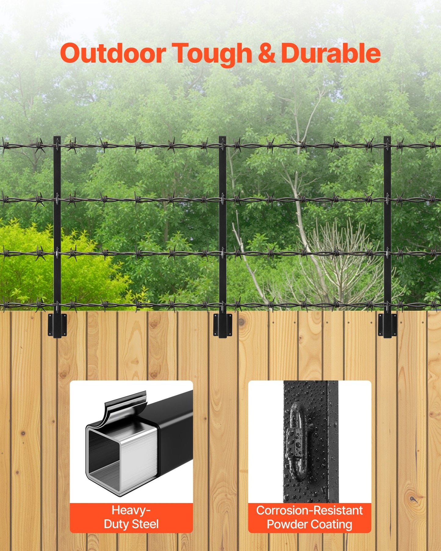 Förlängare för staketstolpe, 12-pack 815 mm taggtrådsarmar, robust stålhöjdförlängare för staket, platt- eller ytmonterade taggtrådsförlängningsarmar, skyddar avskildhet och förhindrar att husdjur hoppar av