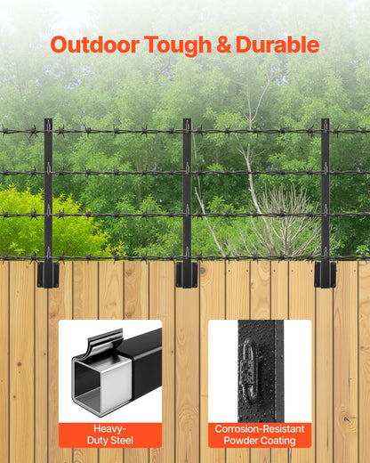 Förlängare för staketstolpe, 8-pack 605 mm taggtrådsarmar, robust stålhöjdförlängare för staket, platt- eller ytmonterade taggtrådsförlängningsarmar, skyddar avskildhet och förhindrar att husdjur hoppar av