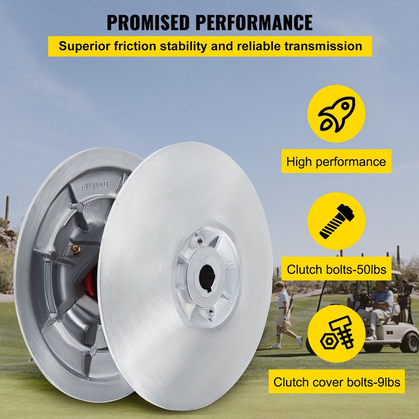 Sekundärdriven kopplingssats för golfbil, metallisk drivkoppling 1985-2007, kompatibel med Yamaha Low End G2-G28 golfbil (med fjäder)