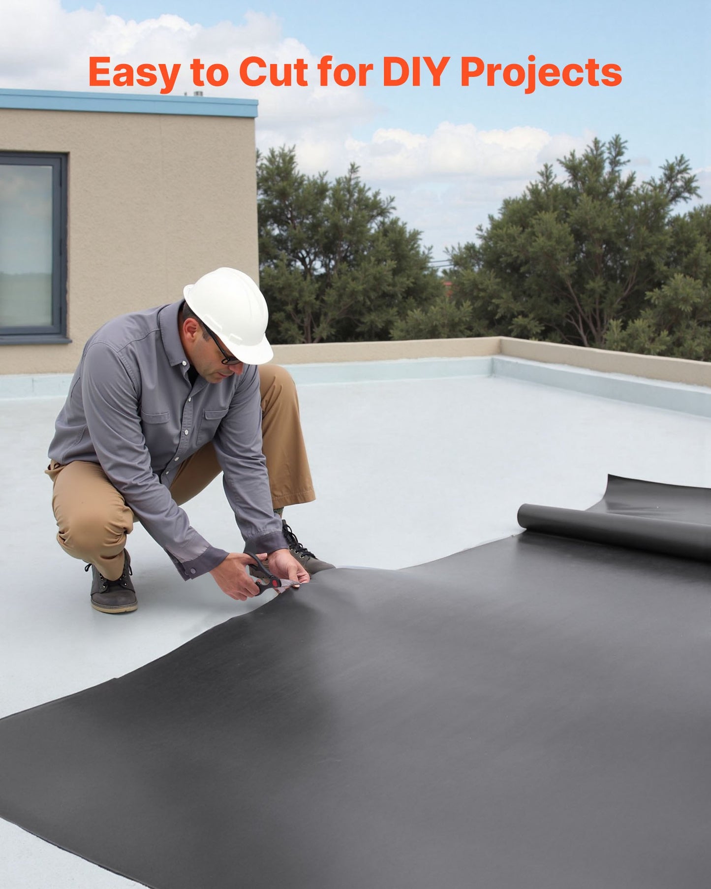 Rulltak, 10 x 15 fot, 45 mil EPDM-gummitak, lång livslängd och väderbeständig, tål hårda temperaturer, flexibel och enkel installation, takunderlag för husbilar, tak, dammar