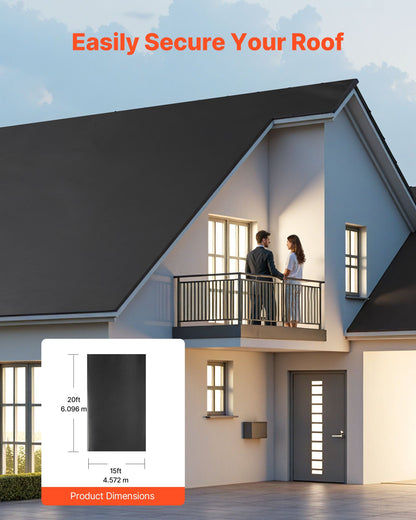 Rulltak, 15 x 20 fot, 45 mil EPDM-gummitak, lång livslängd och väderbeständig, tål hårda temperaturer, flexibel och enkel installation, takunderlag för husbilar, tak, dammar