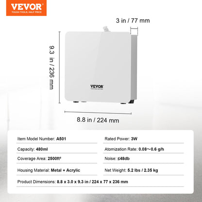 Doftluftsmaskin för hemmet 480 ml kallluftsdiffusor 237 kvm vattenlös