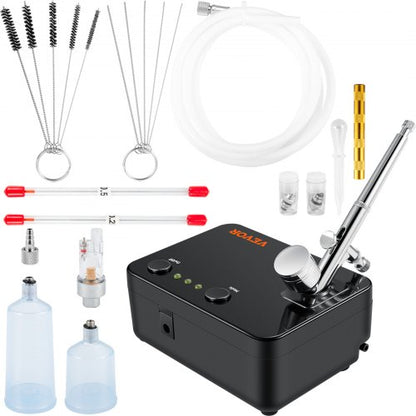 Airbrush-kit, bärbart airbrush-set med kompressor, airbrushing-systemkit med multifunktionella dubbelverkande gravitationsmatning-airbrushar, konstnagelkaka-tatuering-smink-tårtdekorationsspray-modellhantverk