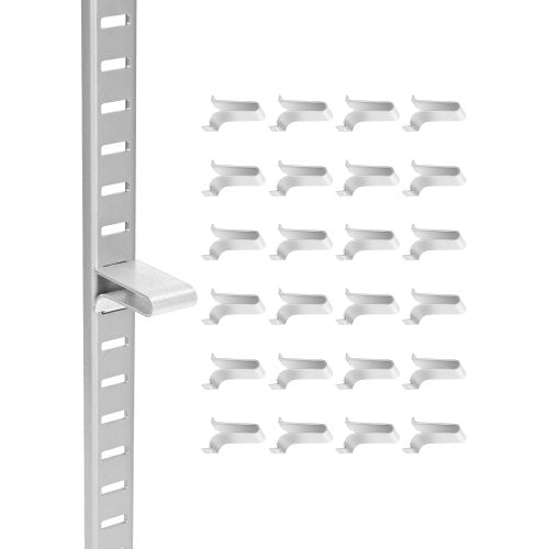 Hyllklämmor, 40-pack, justerbara hyllklämmor i stålpilaster för metall-, trä- och glashyllor, kompatibla med garderober, skåp, bokhyllor, skohyllor och displayställ (silver)
