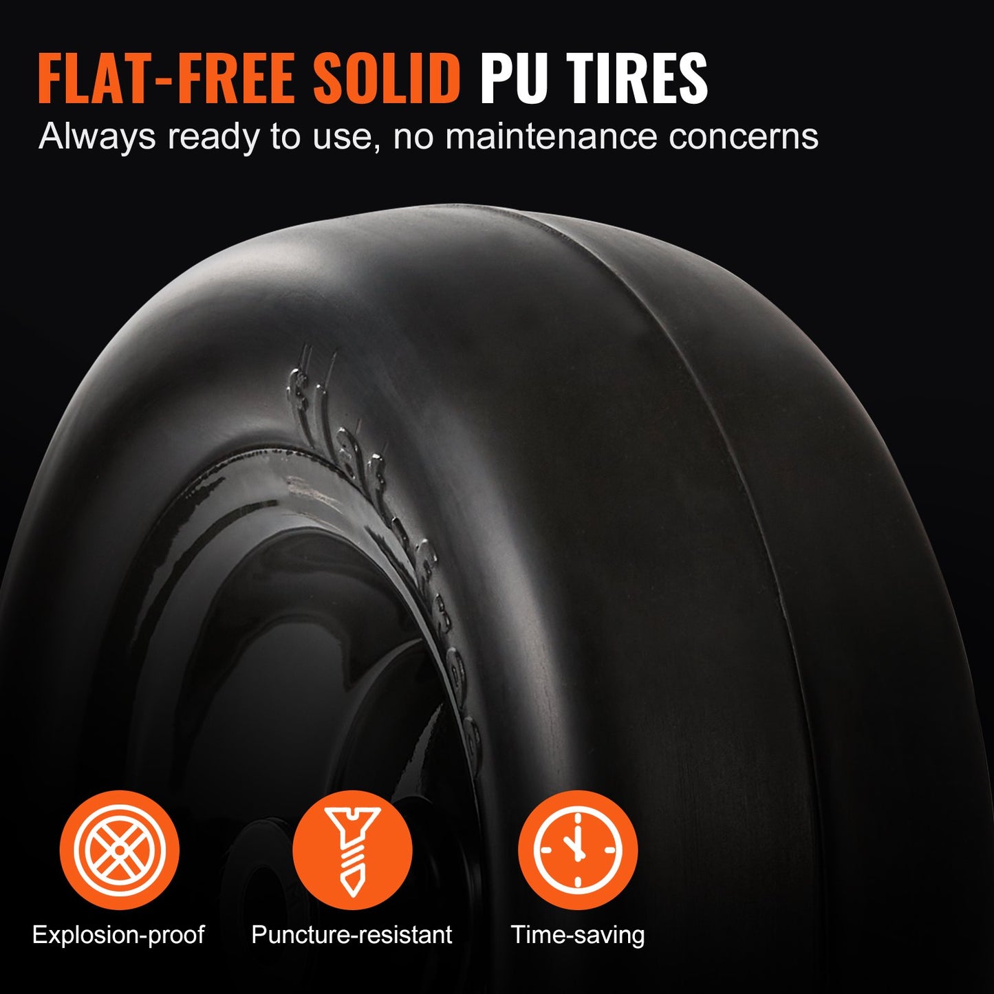 Lawn Mower Tires with Rim, 11x4-5" Tubeless Tractor Tires, 2-Pack Tire and Wheel Assemby, Flat-free PU Tire, 3.4" Centered Hub, 3/4" Bushing Size, 20 PCS Adapters for Riding Mowers Lawn Tractors