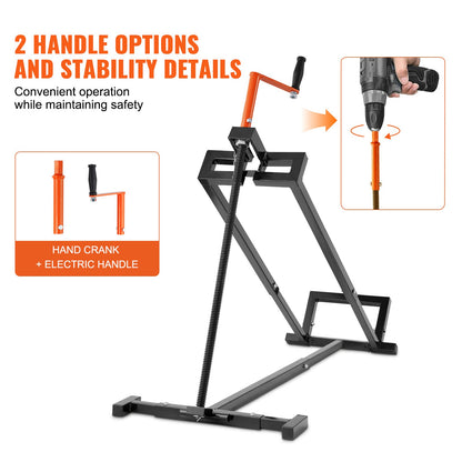 Domkraft för åkgräsklippare, viktkapacitet 880 lbs, teleskopisk domkraft för underhåll med vev och elverktygshandtag, hopfällbar lyftare för gräsklippare och trädgårdstraktorer, svart