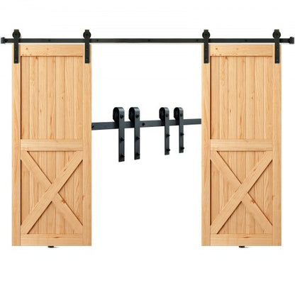 243,8 cm skjutdörrsdetaljer, 149,7 kg kraftiga laddörrsskenor för dubbeldörrar, passar 112-131 cm total bredd och 3,3-4,6 cm tjocka 2 dörrpaneler, med smidig och tyst remskiva (J-form)