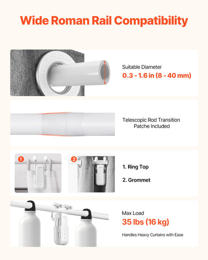 Automatic Curtain Opener, APP and Remote Control, Hub Included, Electric Smart Curtain Opener Compatible with Alexa and Google Home, Timed Opening and Closing, Silent Mode, for Roman Rods